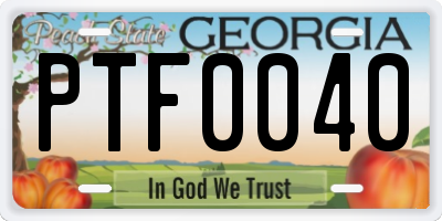 GA license plate PTF0040