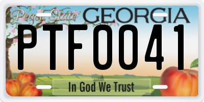GA license plate PTF0041