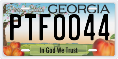 GA license plate PTF0044