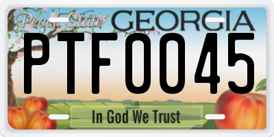 GA license plate PTF0045