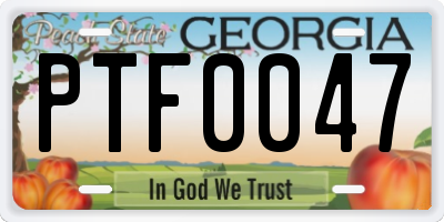 GA license plate PTF0047