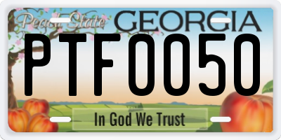 GA license plate PTF0050