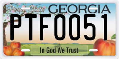 GA license plate PTF0051