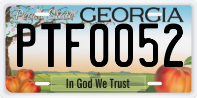 GA license plate PTF0052