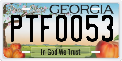 GA license plate PTF0053
