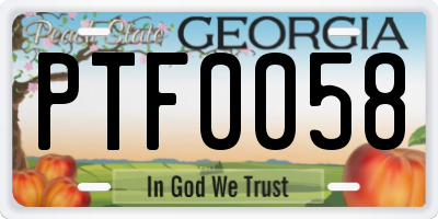 GA license plate PTF0058