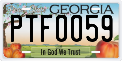 GA license plate PTF0059
