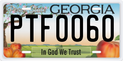GA license plate PTF0060