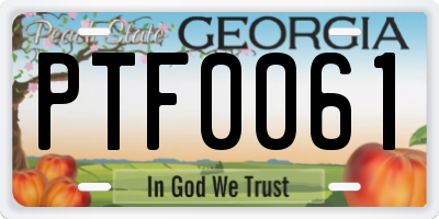 GA license plate PTF0061