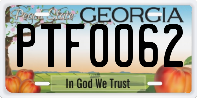 GA license plate PTF0062