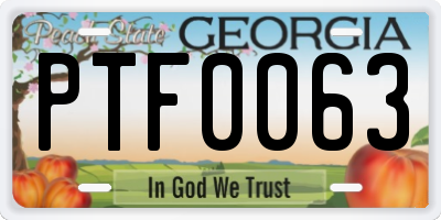 GA license plate PTF0063