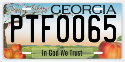 GA license plate PTF0065