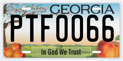 GA license plate PTF0066