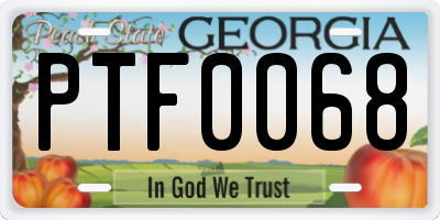 GA license plate PTF0068