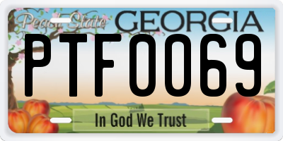 GA license plate PTF0069