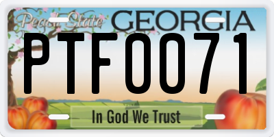 GA license plate PTF0071