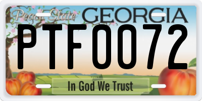 GA license plate PTF0072