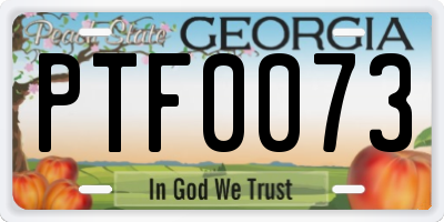 GA license plate PTF0073
