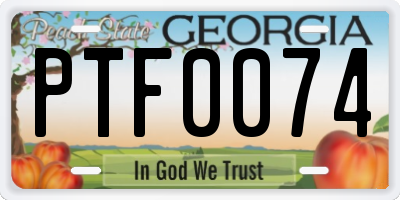 GA license plate PTF0074