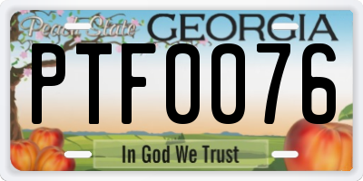 GA license plate PTF0076