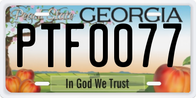 GA license plate PTF0077