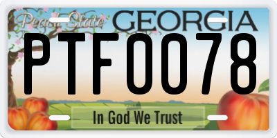 GA license plate PTF0078
