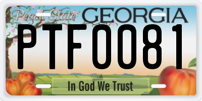 GA license plate PTF0081