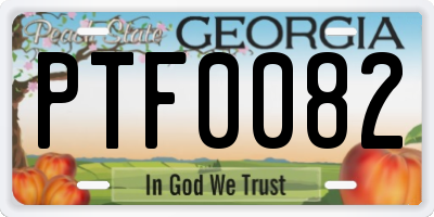 GA license plate PTF0082