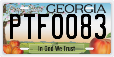 GA license plate PTF0083
