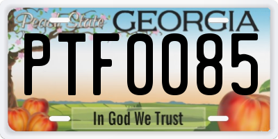GA license plate PTF0085