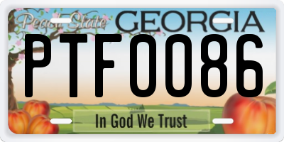 GA license plate PTF0086