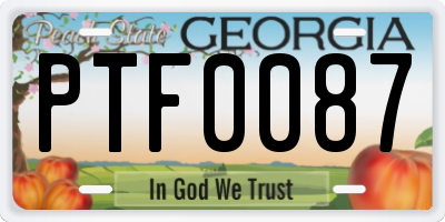 GA license plate PTF0087