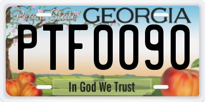 GA license plate PTF0090