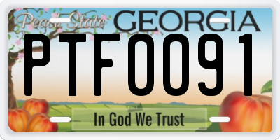 GA license plate PTF0091