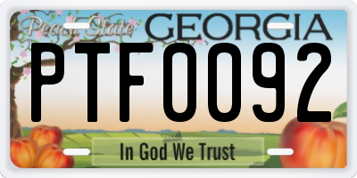 GA license plate PTF0092