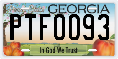 GA license plate PTF0093