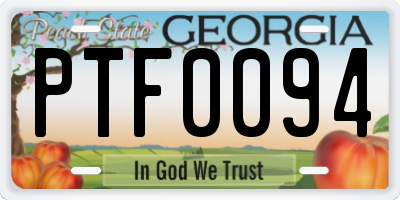 GA license plate PTF0094