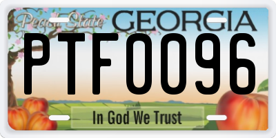 GA license plate PTF0096