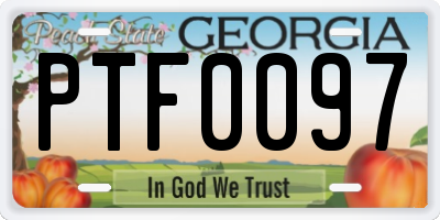 GA license plate PTF0097