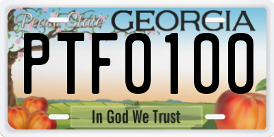 GA license plate PTF0100