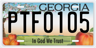 GA license plate PTF0105