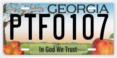 GA license plate PTF0107