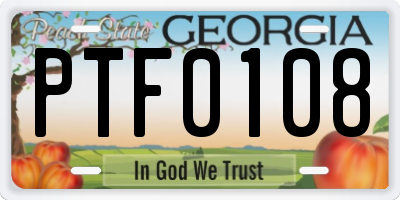 GA license plate PTF0108