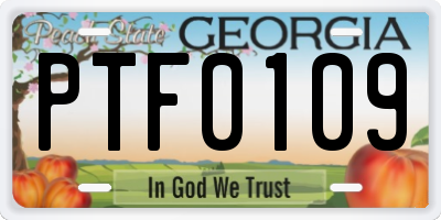GA license plate PTF0109
