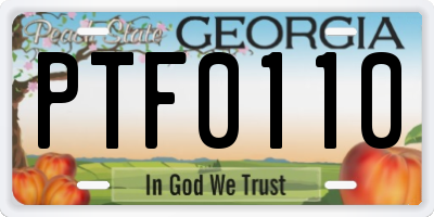 GA license plate PTF0110