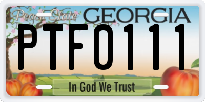 GA license plate PTF0111