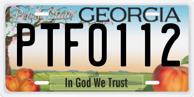 GA license plate PTF0112