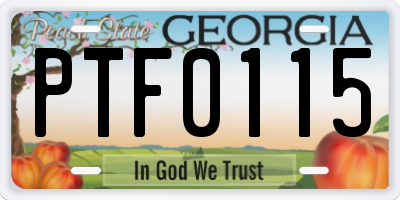 GA license plate PTF0115