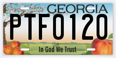 GA license plate PTF0120