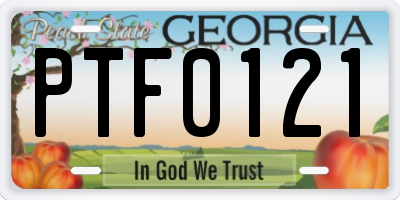 GA license plate PTF0121